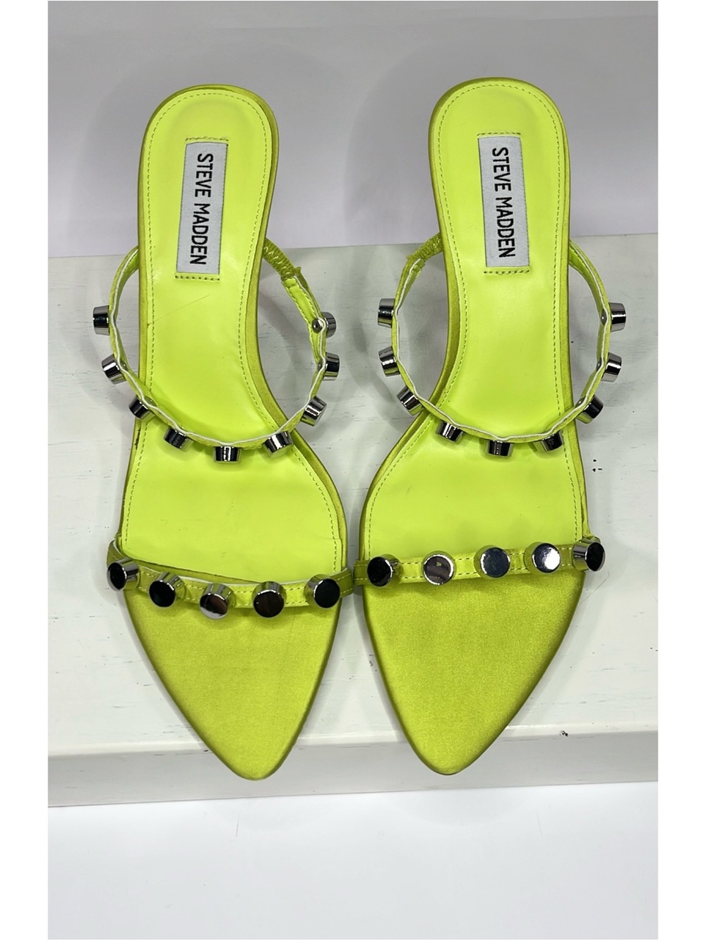 Steve Madden Lime Green Studded Stiletto Mule - Picture 2 of 5